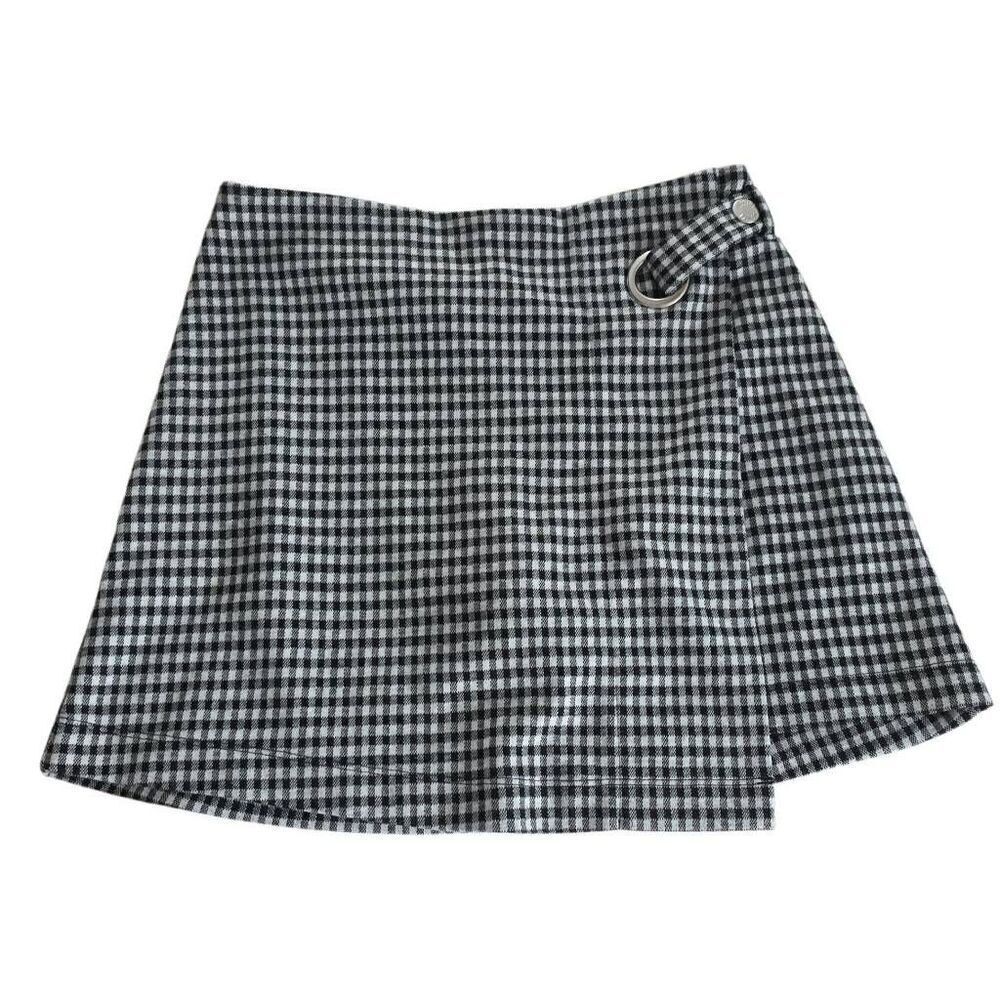 Justice Girl's Size 12 Black White Checked Wrap Style Skort